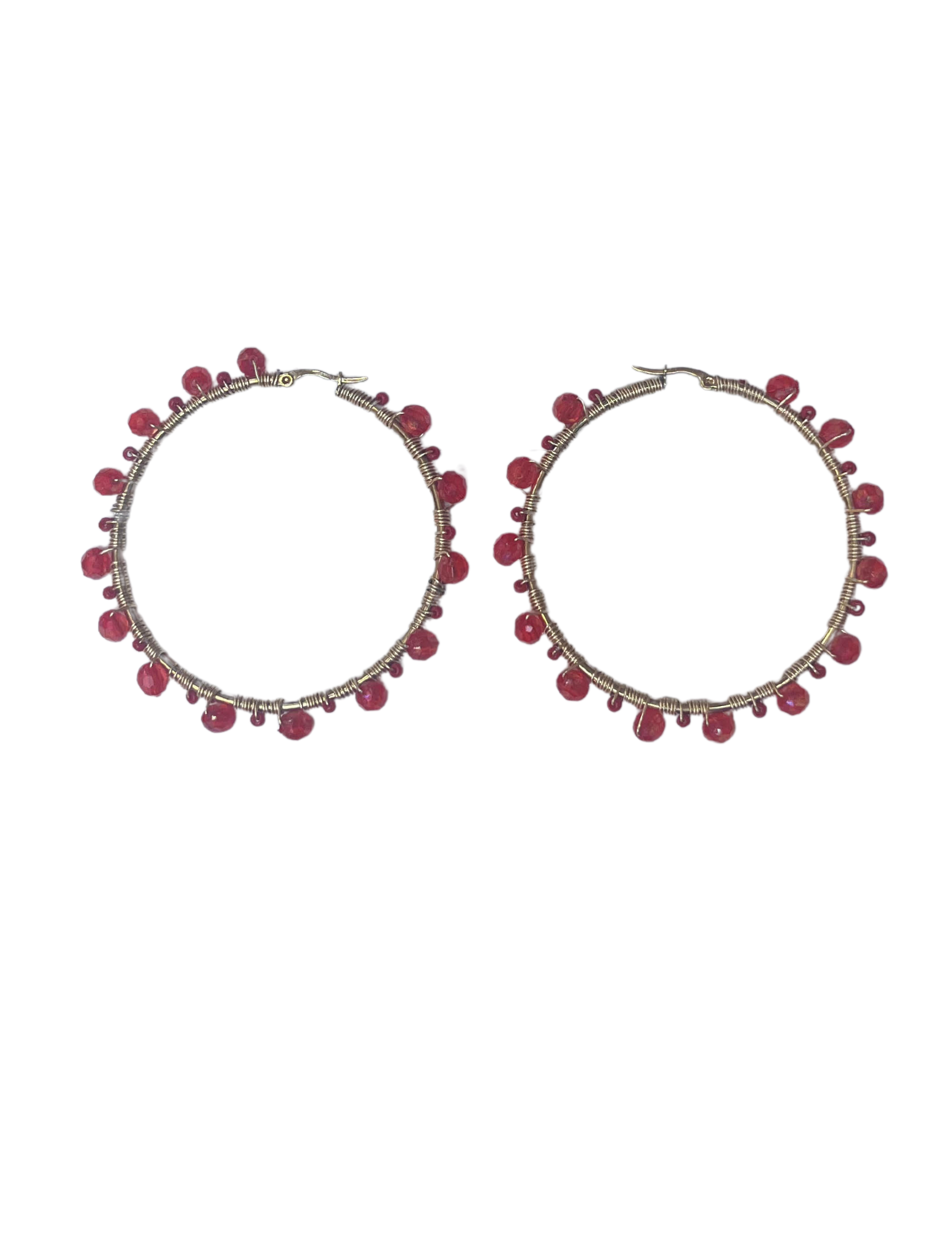 Ruby Beaded Earrings