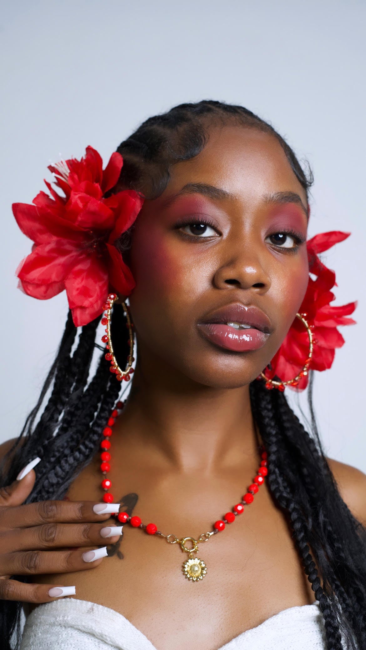 Ruby Beaded Earrings