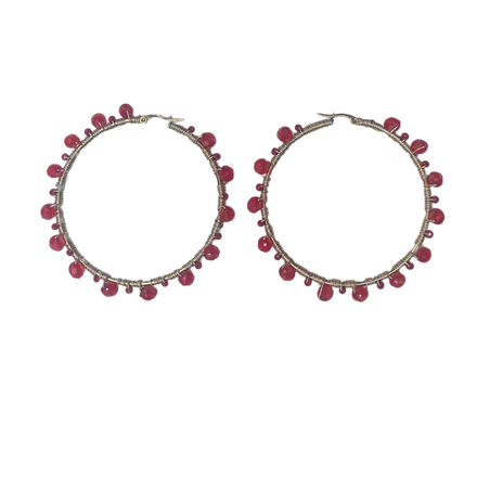 Ruby Beaded Earrings